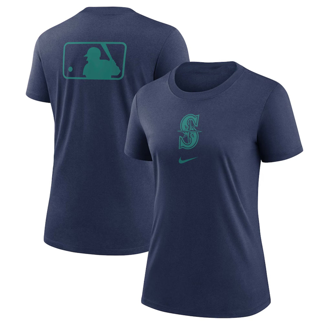 Women's Navy Seattle Mariners Early Work Tri-Blend Dri-FIT T-Shirt(Run Small)